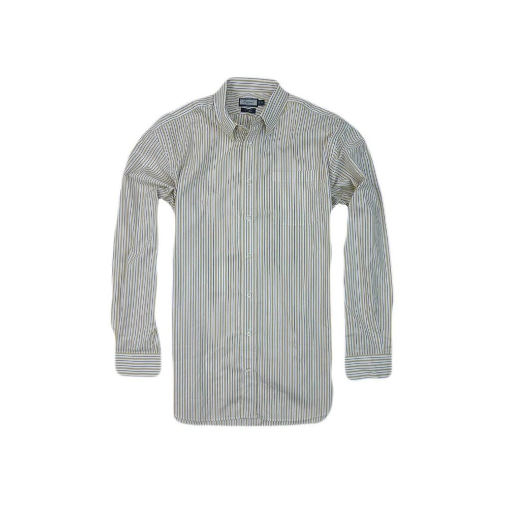 House of Carrington XL Beige Striped Cotton Long Sleeve Shirt